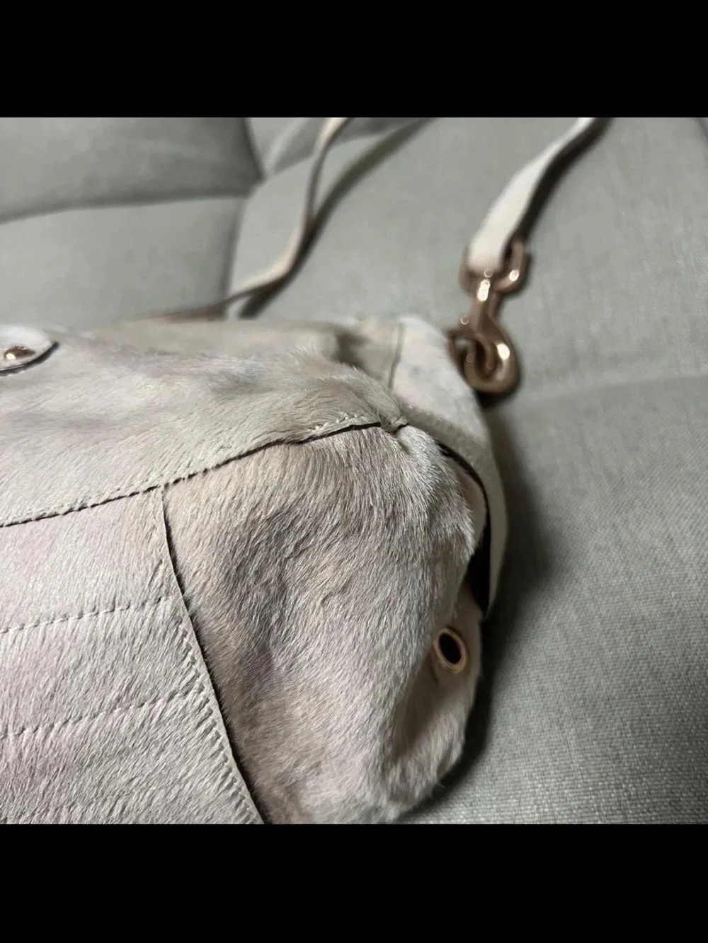 Mulberry Cream Top-Handle Satchel with Rose Gold Hardware